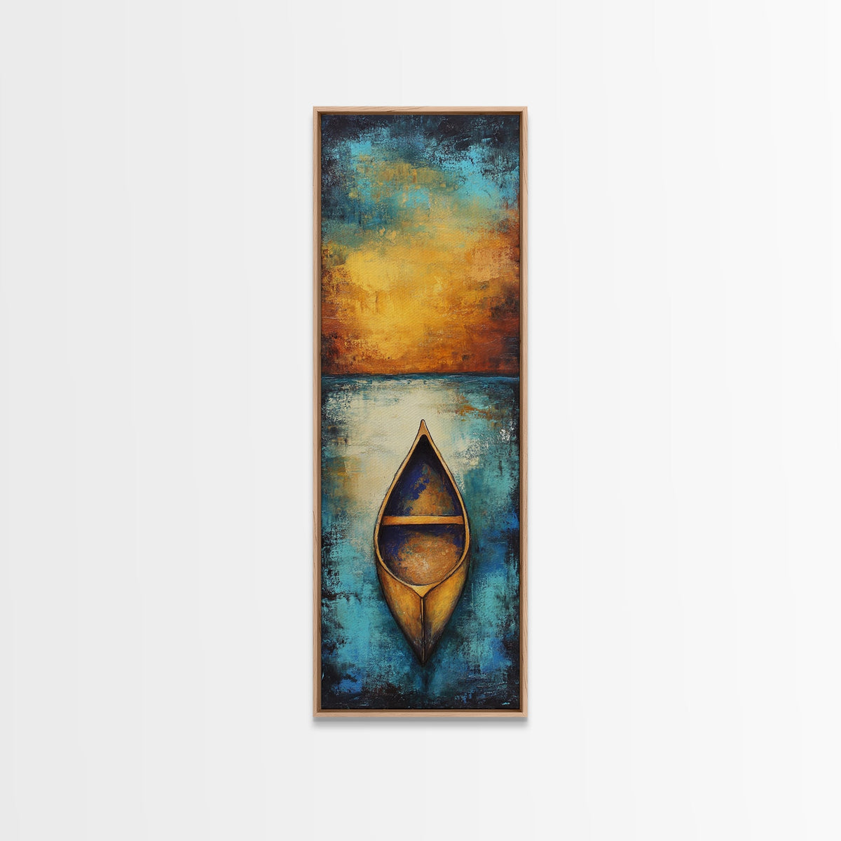 Misty Lake Canoe Framed Canvas Print Coastal Landscape Art Moody Art Lake Tahoe Art Nautical Wall Art Cottagecore Art