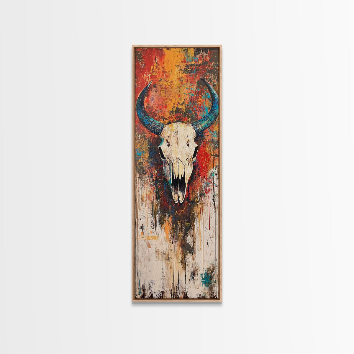 Bold Skull Art Framed Canvas Print, Southwest Wall Art, Rustic Decor, Moody Art, Halloween Art, Boho Art, Vintage Horse Art, Western Style