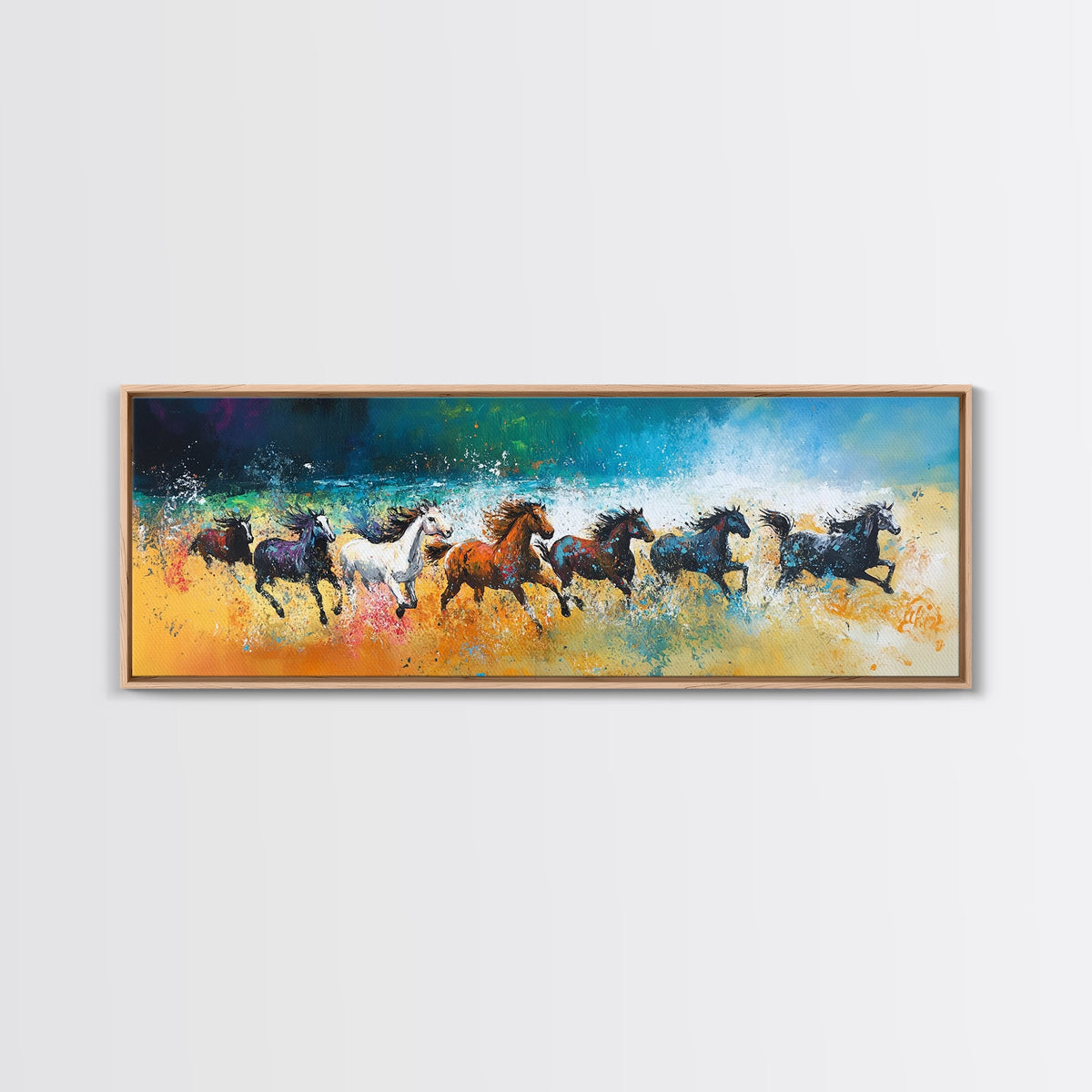 Horse Wall Art, Framed Canvas Print, Cottagecore Wall Art, Vintage Horse Art, Moody Art, Extra Wide Art, Rustic Decor, Above Couch Art