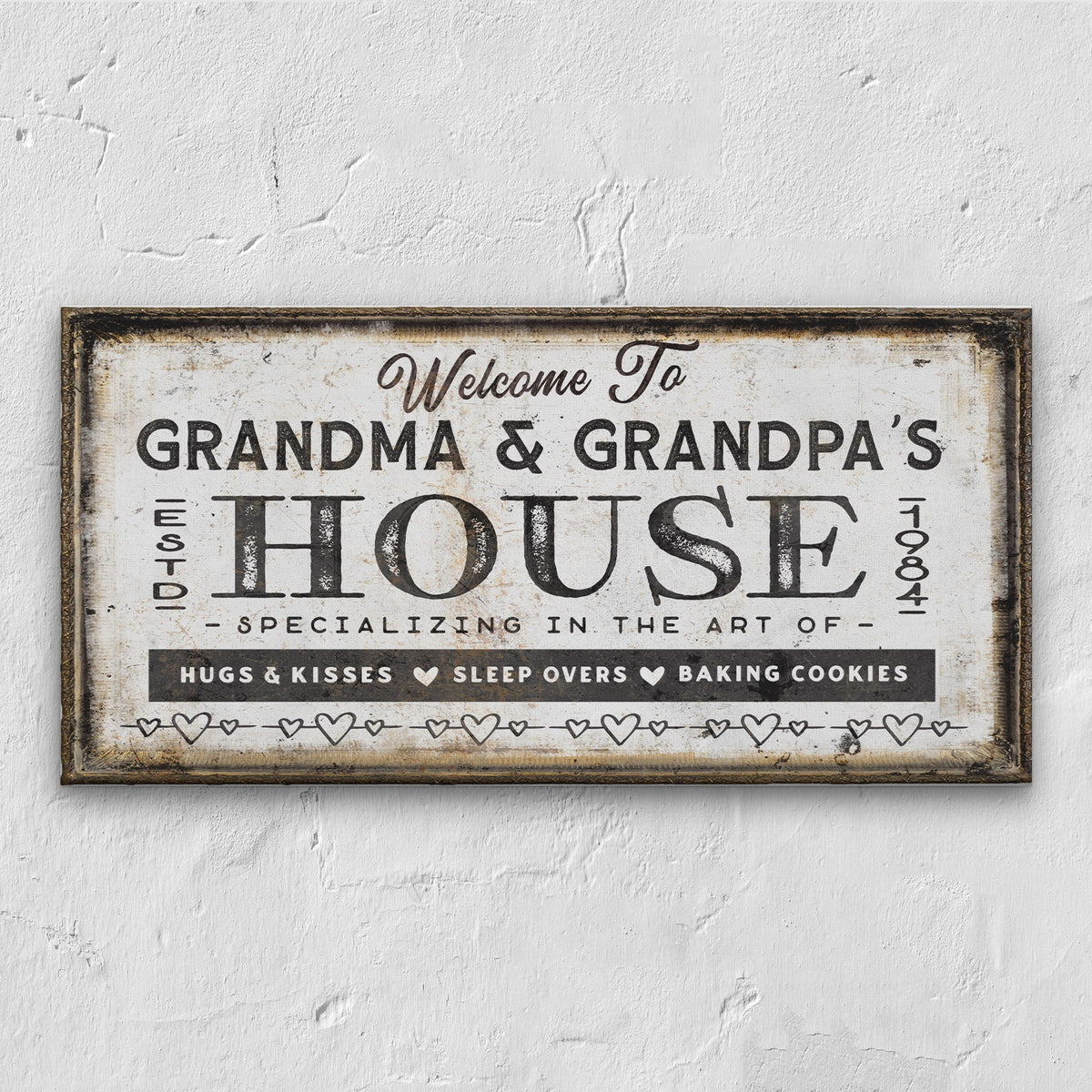 Personalized Grandma & Grandpa's House Canvas Sign – Custom Grandparent Gift Wall Art