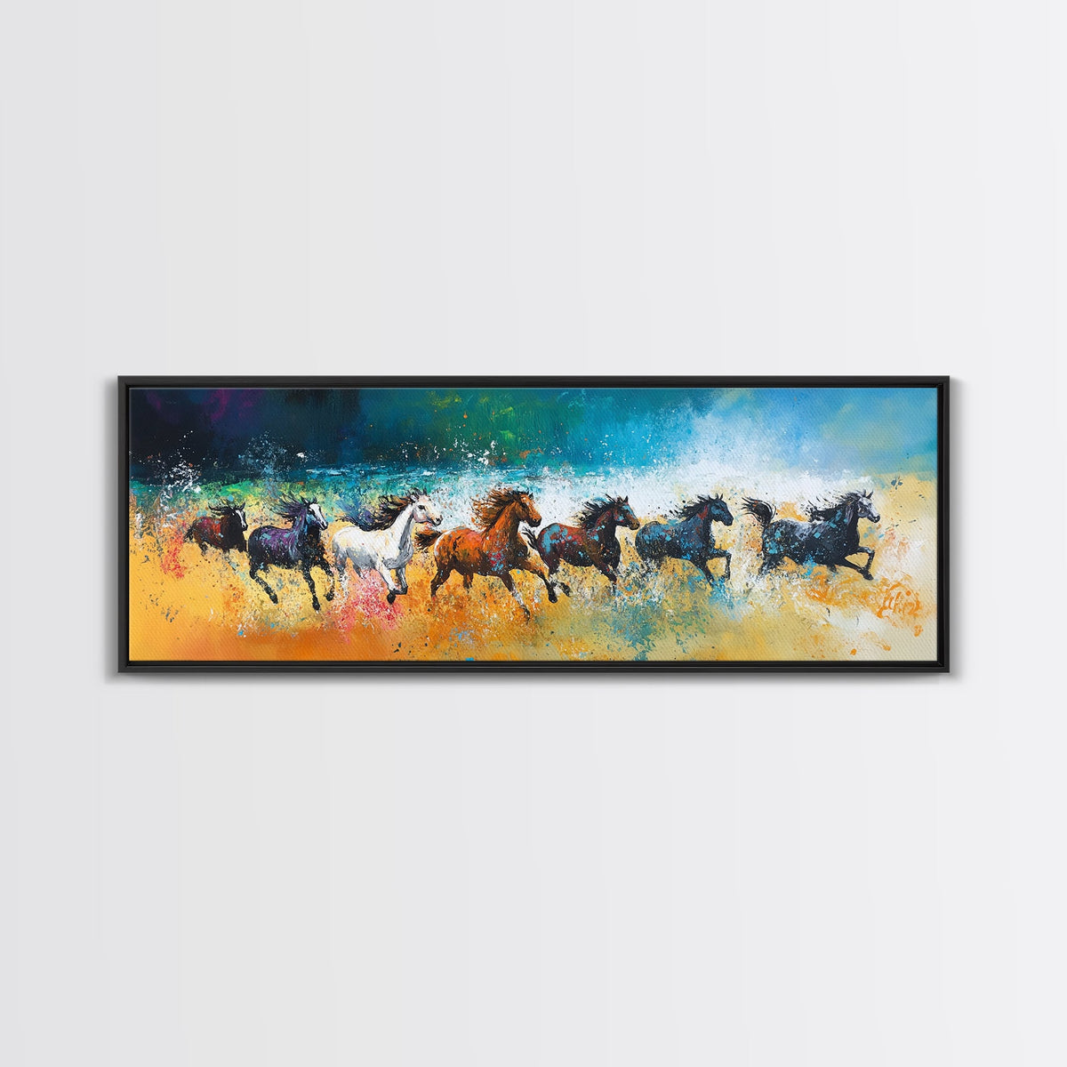 Horse Wall Art, Framed Canvas Print, Cottagecore Wall Art, Vintage Horse Art, Moody Art, Extra Wide Art, Rustic Decor, Above Couch Art