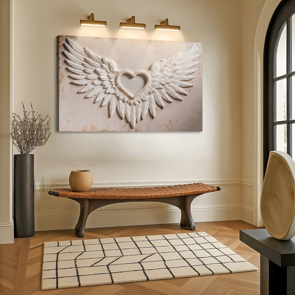 Wings of Love Abstract Wall Art II – Romantic Textured Canvas for Living Room & Bedroom
