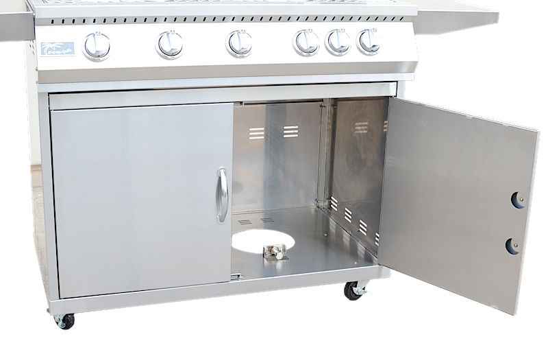 KoKoMo Classic 40" 5-Burner Freestanding BBQ Grill with Cart – 304 Stainless Steel Outdoor Gas Grill