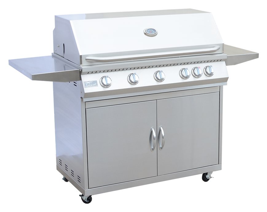 KoKoMo Classic 40" 5-Burner Freestanding BBQ Grill with Cart – 304 Stainless Steel Outdoor Gas Grill