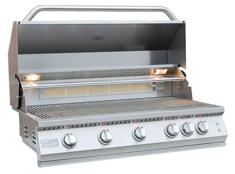 40" Built-In Gas Grill with 5 Burners & Back Burner – Large Outdoor BBQ Grill for Kitchen Islands