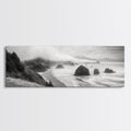 Pacific Coast, Misty Cliffs, Ocean Rocks, Moody Beach Scene, Canvas Print, Modern Nature Decor, Living Room Wall Art, Coastal Landscape
