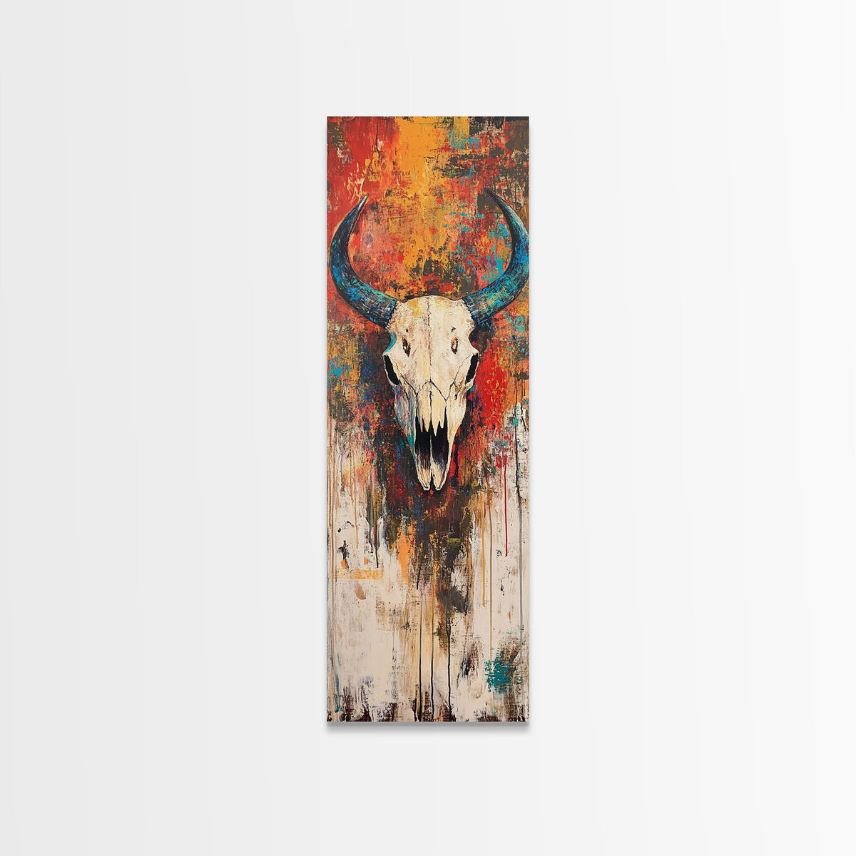 Bold Skull Art Framed Canvas Print, Southwest Wall Art, Rustic Decor, Moody Art, Halloween Art, Boho Art, Vintage Horse Art, Western Style