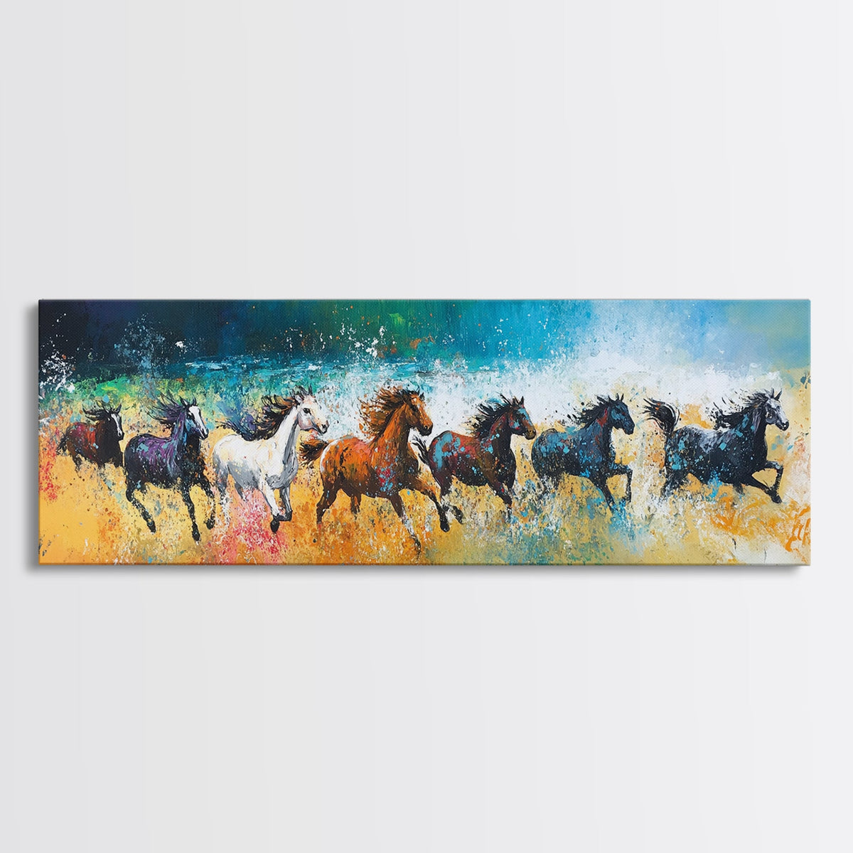 Horse Wall Art, Framed Canvas Print, Cottagecore Wall Art, Vintage Horse Art, Moody Art, Extra Wide Art, Rustic Decor, Above Couch Art