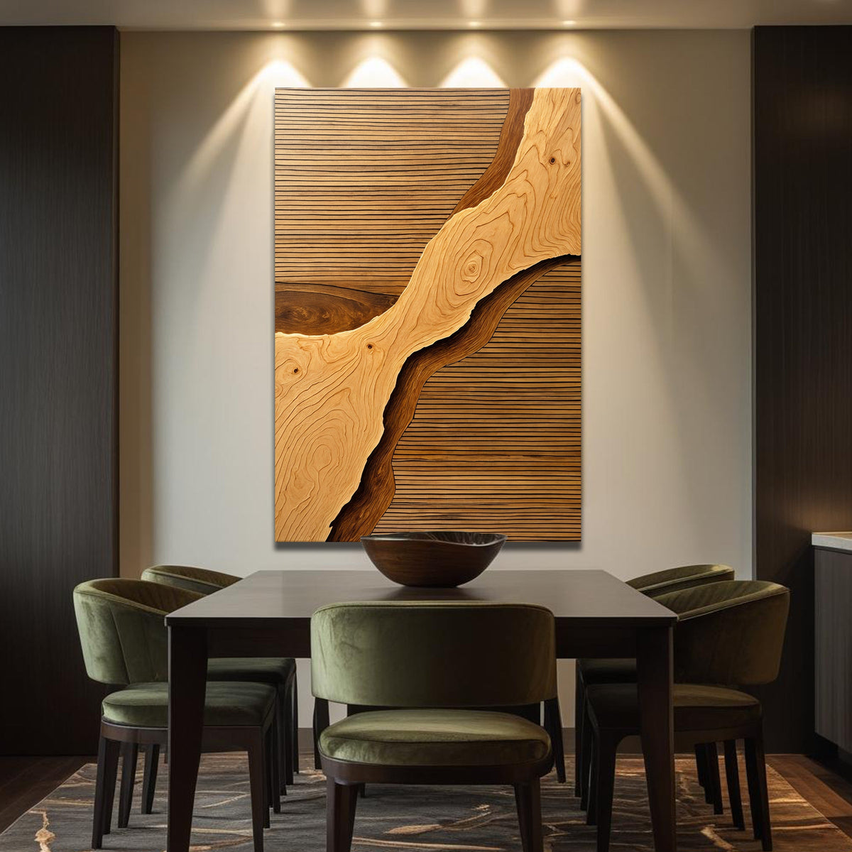 Wood Rift Wall Art – Abstract Textured Wooden Panel for Living Room & Office Decor
