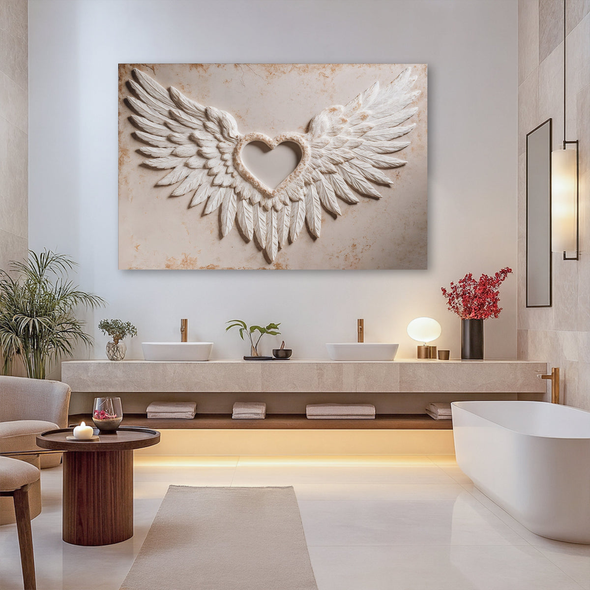 Wings of Love Abstract Wall Art II – Romantic Textured Canvas for Living Room & Bedroom