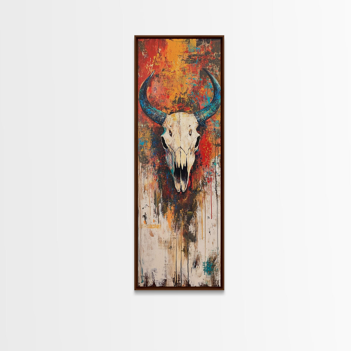 Bold Skull Art Framed Canvas Print, Southwest Wall Art, Rustic Decor, Moody Art, Halloween Art, Boho Art, Vintage Horse Art, Western Style