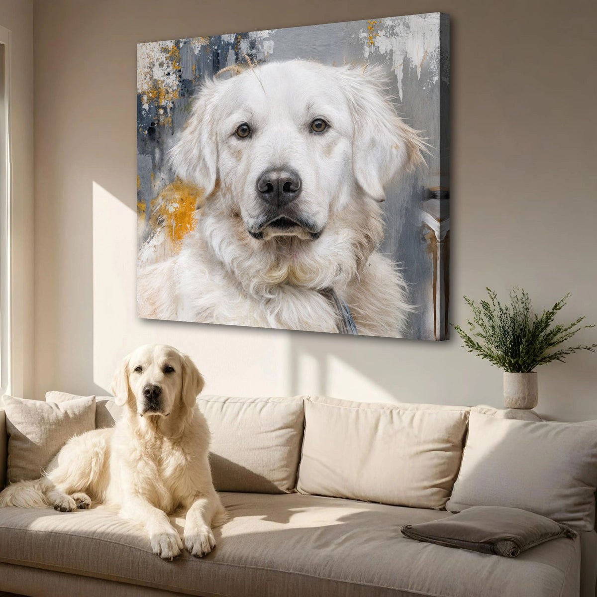 Customized Pet Portrait Abstract Wall Art – Personalized Canvas Print for Dog & Cat Lovers