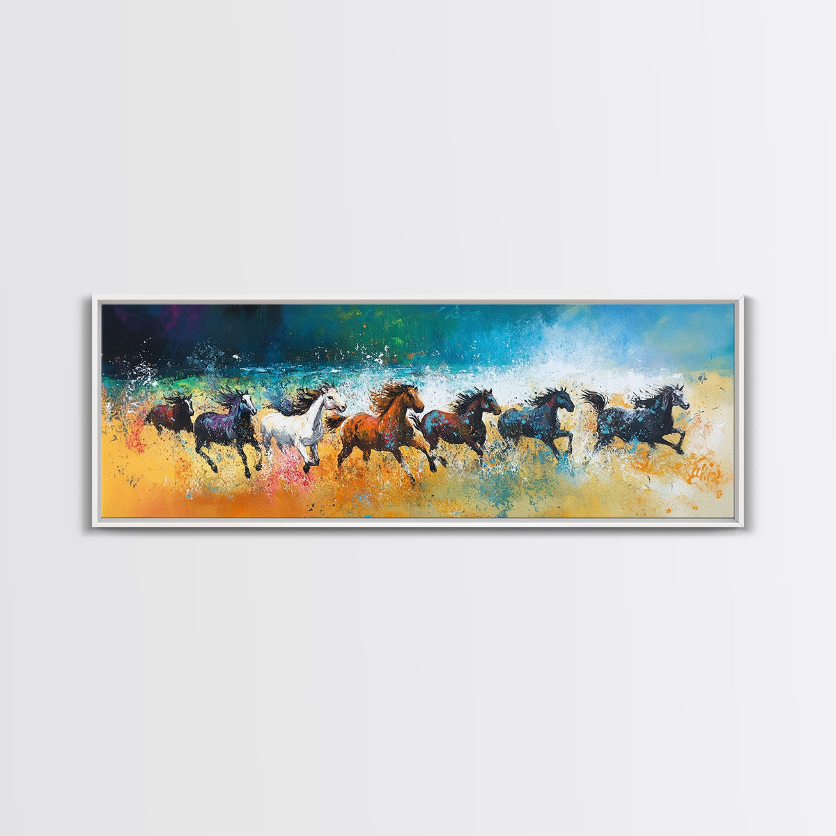 Horse Wall Art, Framed Canvas Print, Cottagecore Wall Art, Vintage Horse Art, Moody Art, Extra Wide Art, Rustic Decor, Above Couch Art