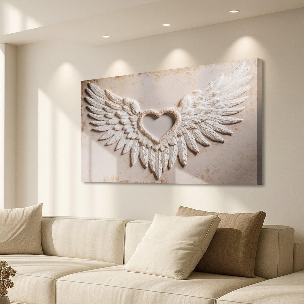 Wings of Love Abstract Wall Art II – Romantic Textured Canvas for Living Room & Bedroom
