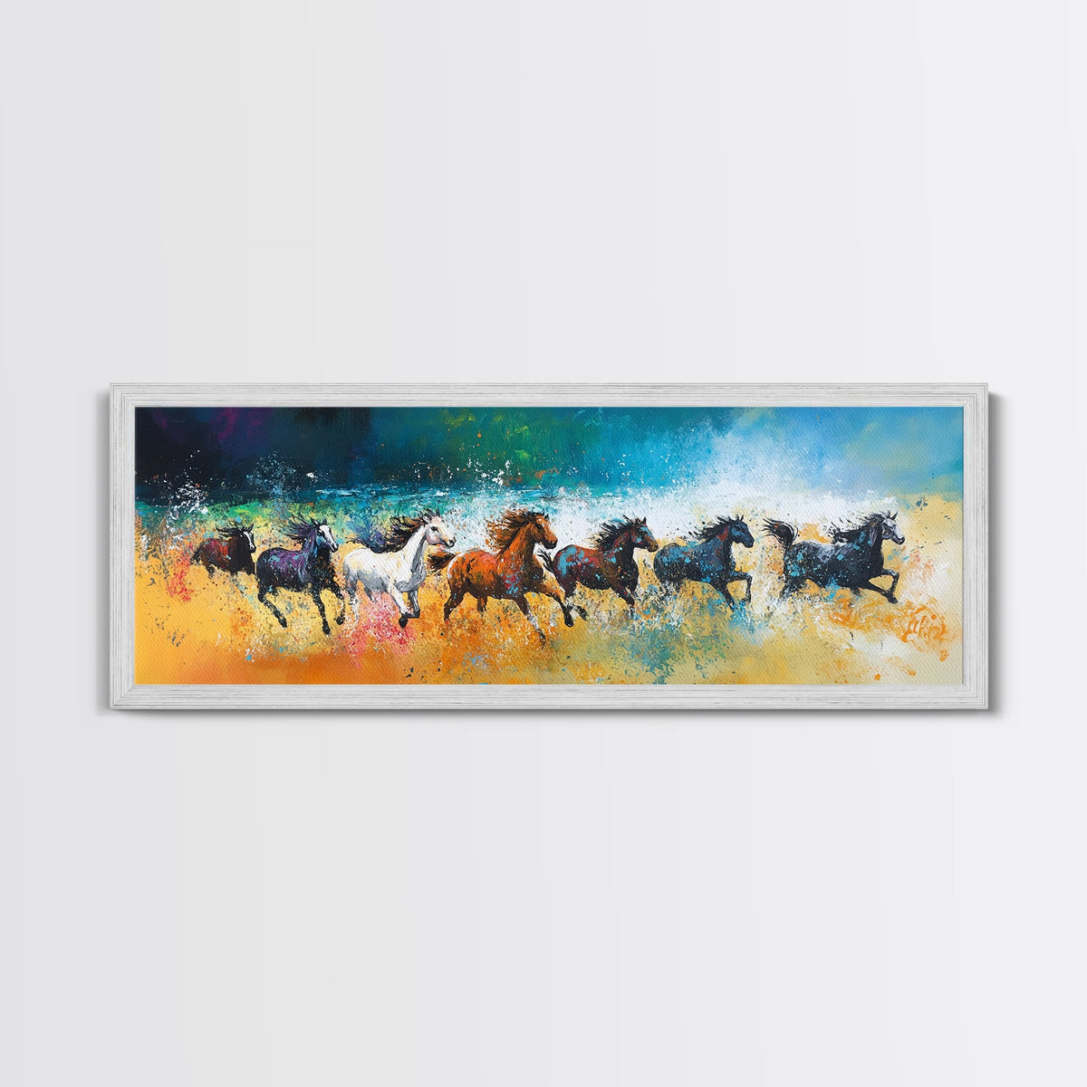 Horse Wall Art, Framed Canvas Print, Cottagecore Wall Art, Vintage Horse Art, Moody Art, Extra Wide Art, Rustic Decor, Above Couch Art