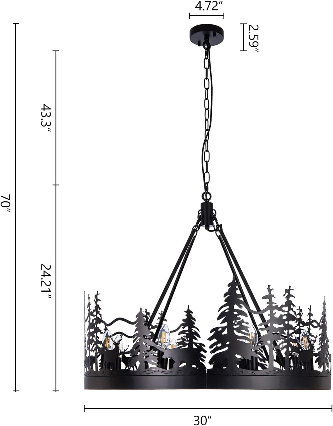 Black Forest Wagon Wheel Chandelier – Dark Rustic Ceiling Light for Lodge & Cabin Decor