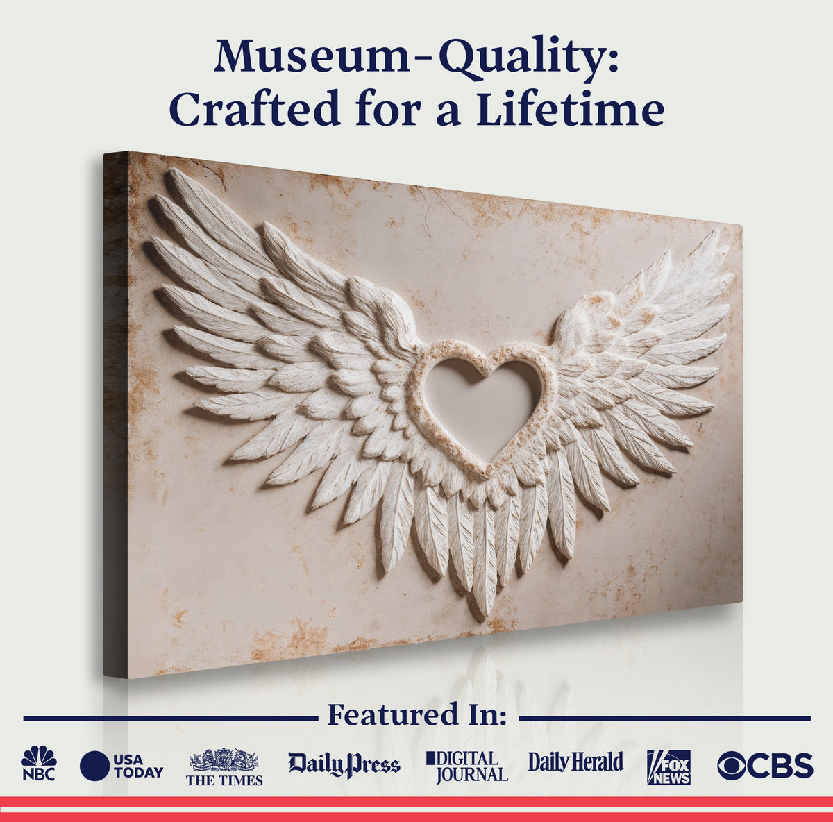 Wings of Love Abstract Wall Art II – Romantic Textured Canvas for Living Room & Bedroom
