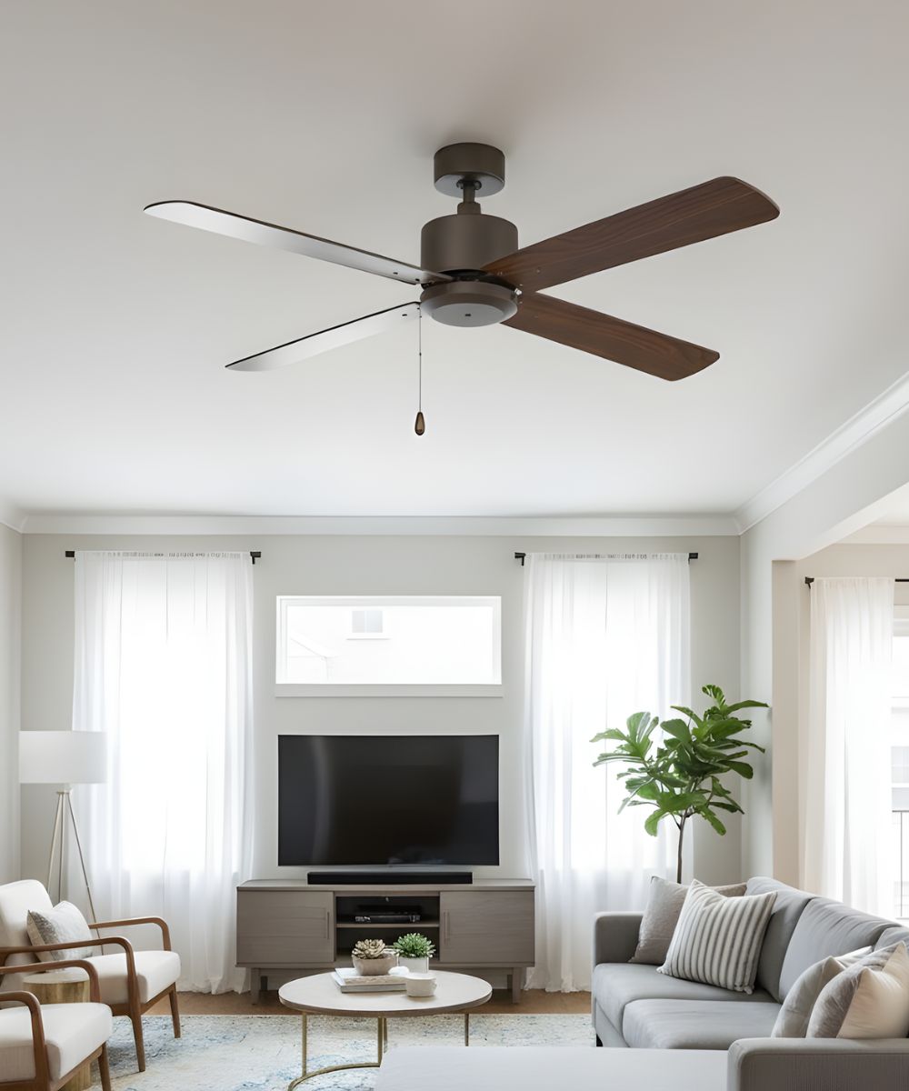 52" Aldea IV 4-Blade Ceiling Fan Oil Rubbed Bronze Motor Finish and Walnut Blade Finish