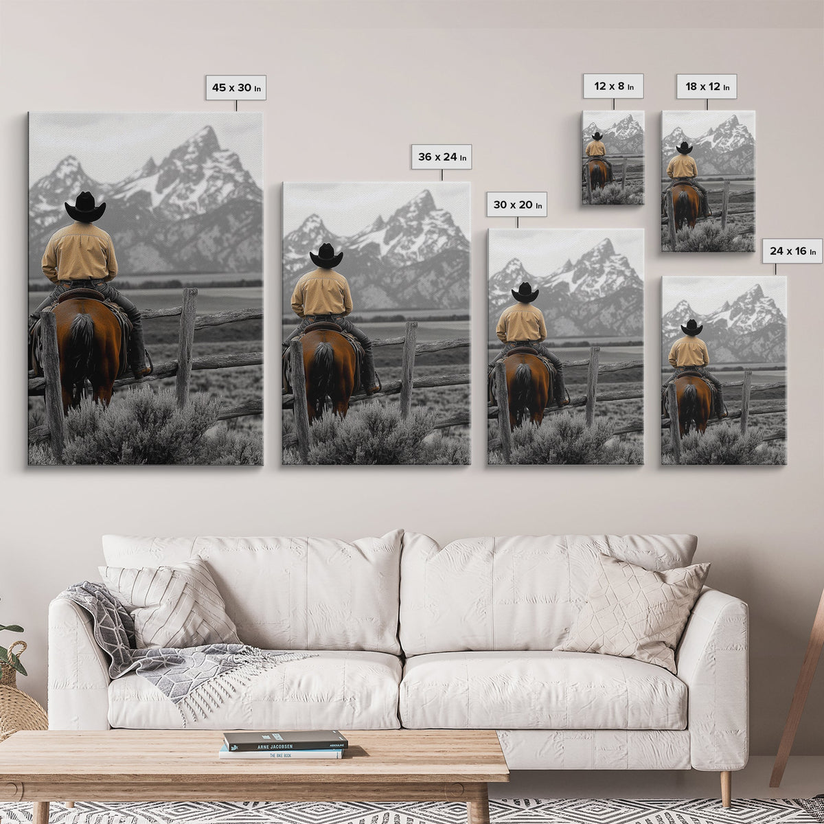 Cowboy, Mountain View, Rustic Wall Art, Southwest Wall Art, Vintage Horse Art, Western Decor, Farmhouse Art, Canvas Print, Gift Idea