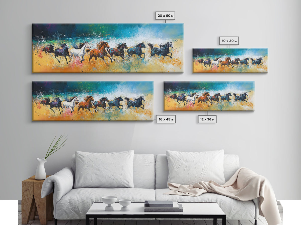 Horse Wall Art, Framed Canvas Print, Cottagecore Wall Art, Vintage Horse Art, Moody Art, Extra Wide Art, Rustic Decor, Above Couch Art