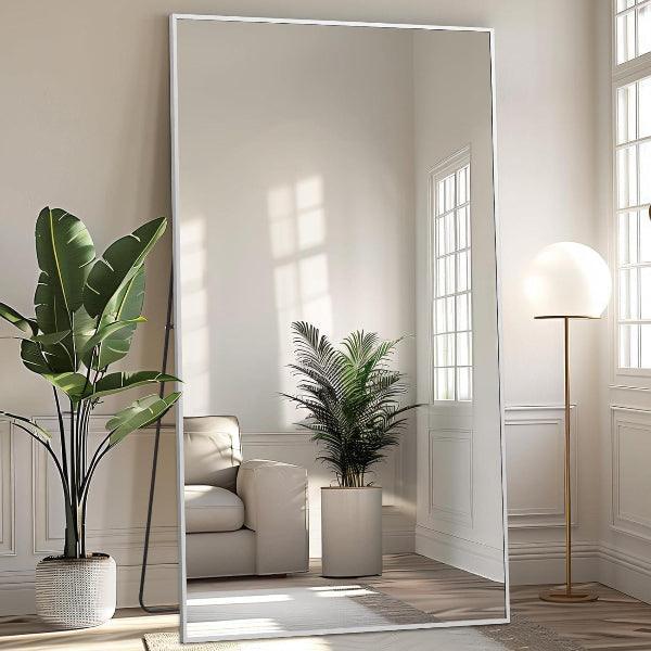 Oversized Floor Mirror – Full Length Leaner Mirror for Bedroom, Living Room & Home Gym, Silver