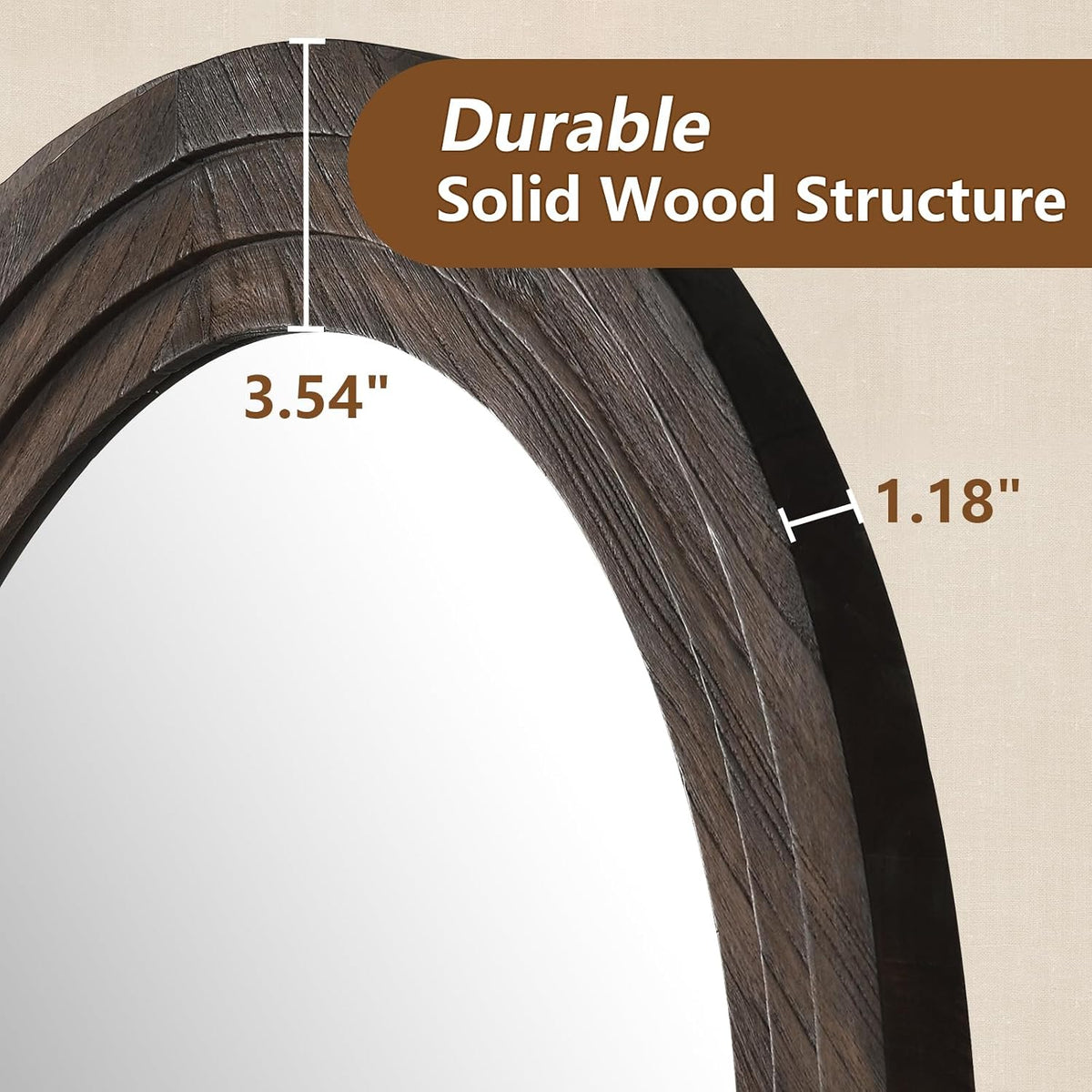 Rustic Farmhouse Arched Floor Mirror – Solid Wood Full Length Leaner Mirror for Bedroom