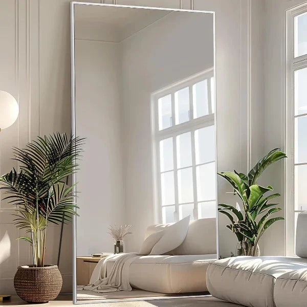 Oversized Floor Mirror – Full Length Leaner Mirror for Bedroom, Living Room & Home Gym, Silver