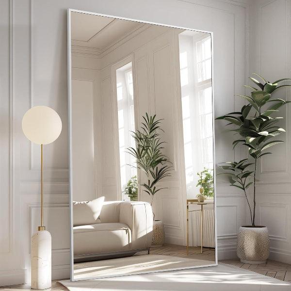 Oversized Floor Mirror – Full Length Leaner Mirror for Bedroom, Living Room & Home Gym, Silver