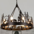 Black Forest Wagon Wheel Chandelier – Dark Rustic Ceiling Light for Lodge & Cabin Decor