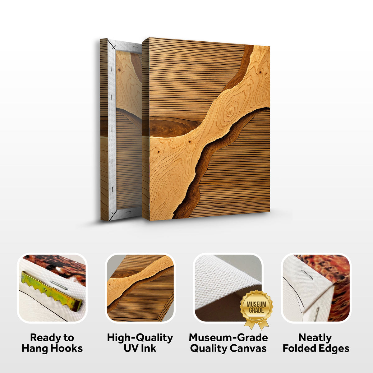 Wood Rift Wall Art – Abstract Textured Wooden Panel for Living Room & Office Decor
