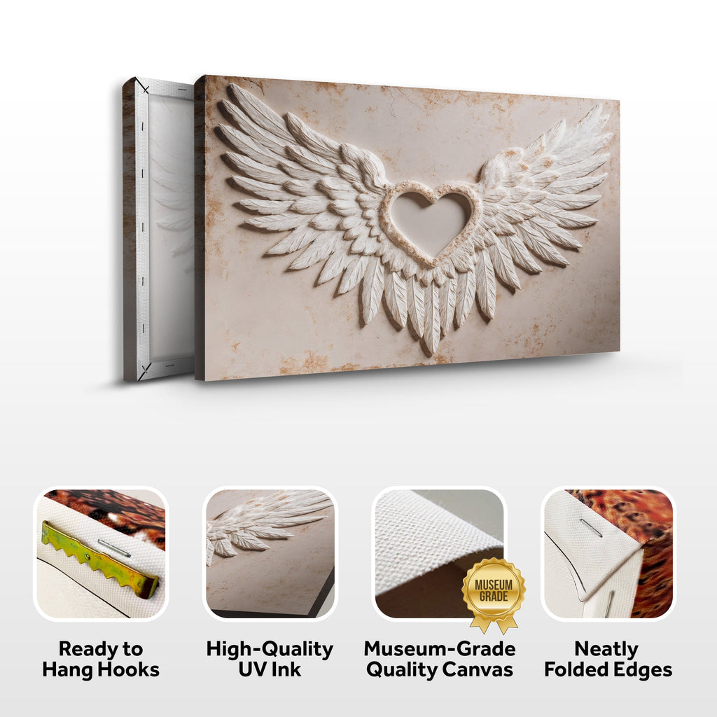 Wings of Love Abstract Wall Art II – Romantic Textured Canvas for Living Room & Bedroom