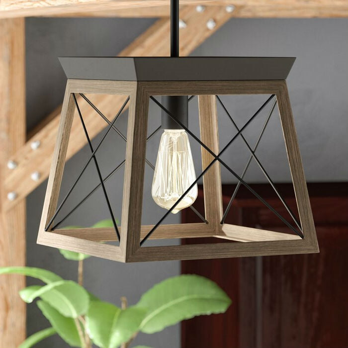 Antique Bronze Dimmable Lantern Geometric Chandelier – Vintage Ceiling Light for Dining Room & Foyer