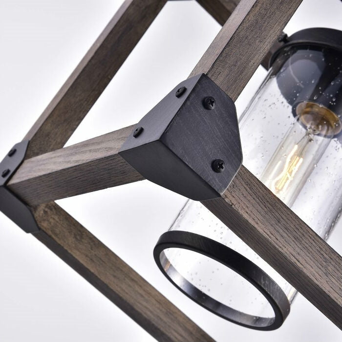 4-Light Dimmable Rectangle Chandelier with Wrought Iron Accents – Industrial Ceiling Light