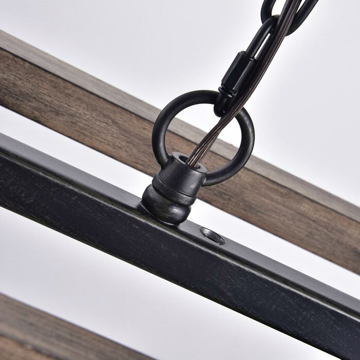 4-Light Dimmable Rectangle Chandelier with Wrought Iron Accents – Industrial Ceiling Light