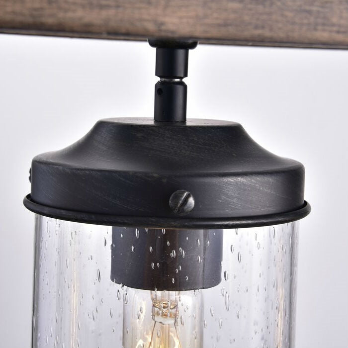 4-Light Dimmable Rectangle Chandelier with Wrought Iron Accents – Industrial Ceiling Light