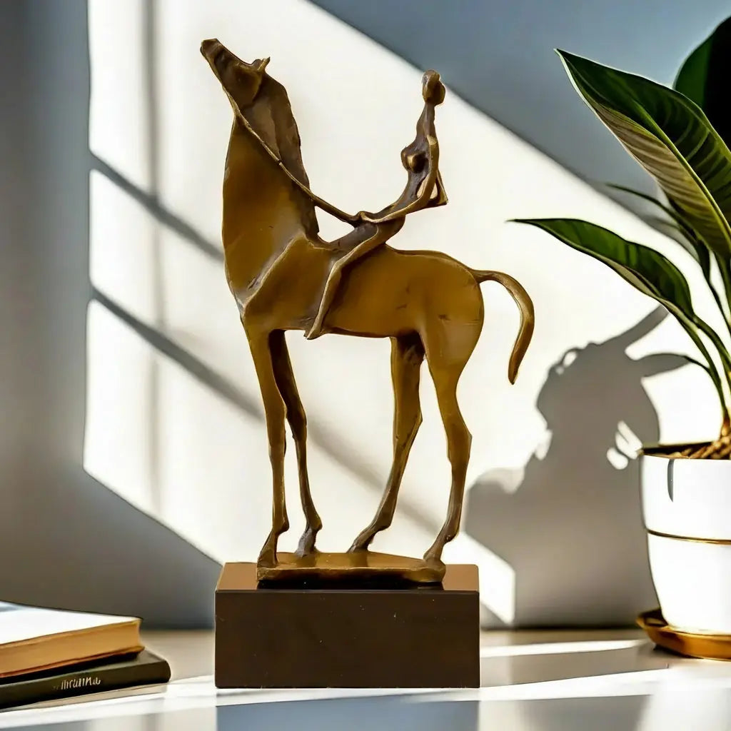 Abstract Horse & Rider Sculpture – Decorative Equestrian Statue for Home & Office Decor