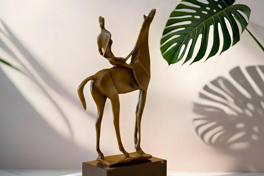 Abstract Horse & Rider Sculpture – Decorative Equestrian Statue for Home & Office Decor