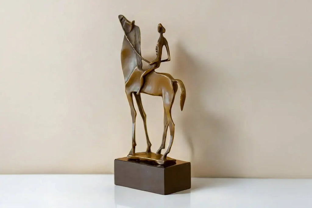 Abstract Horse & Rider Sculpture – Decorative Equestrian Statue for Home & Office Decor