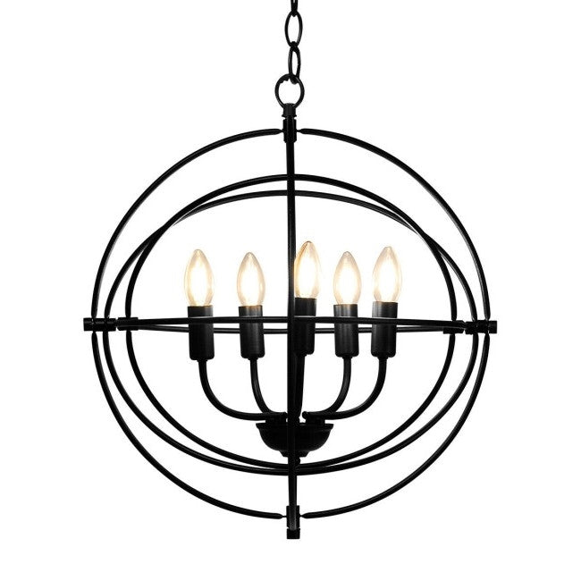 5-Light Brass Rustic Industrial Rotating Chandelier – Adjustable Metal Ceiling Light for Kitchen & Dining