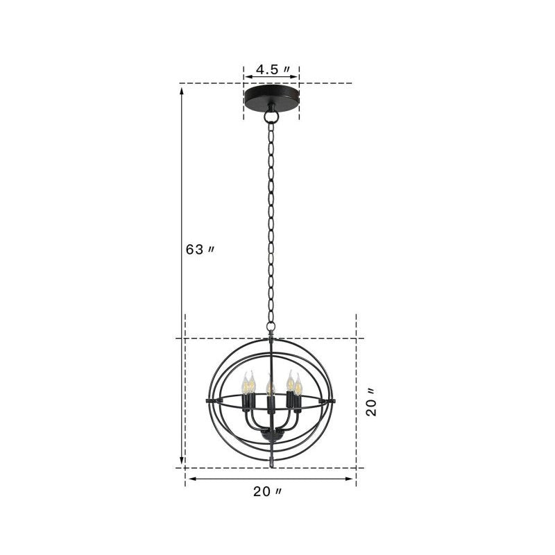 5-Light Brass Rustic Industrial Rotating Chandelier – Adjustable Metal Ceiling Light for Kitchen & Dining
