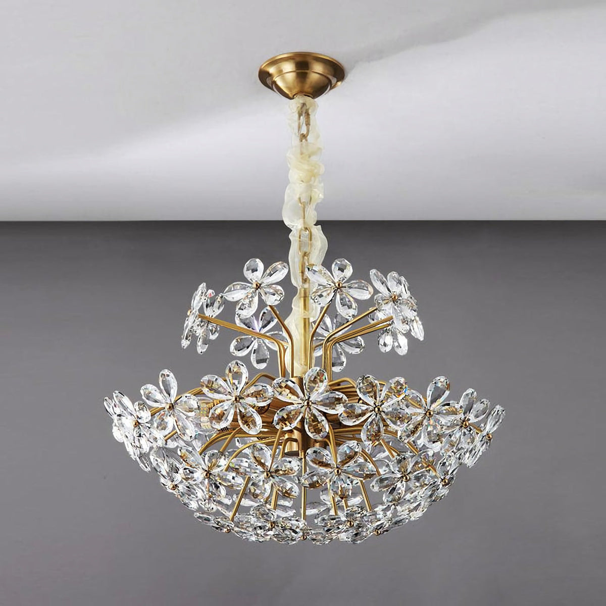 Crystal Flower Chandelier – Floral Bloom Ceiling Light for Dining Room & Bedroom