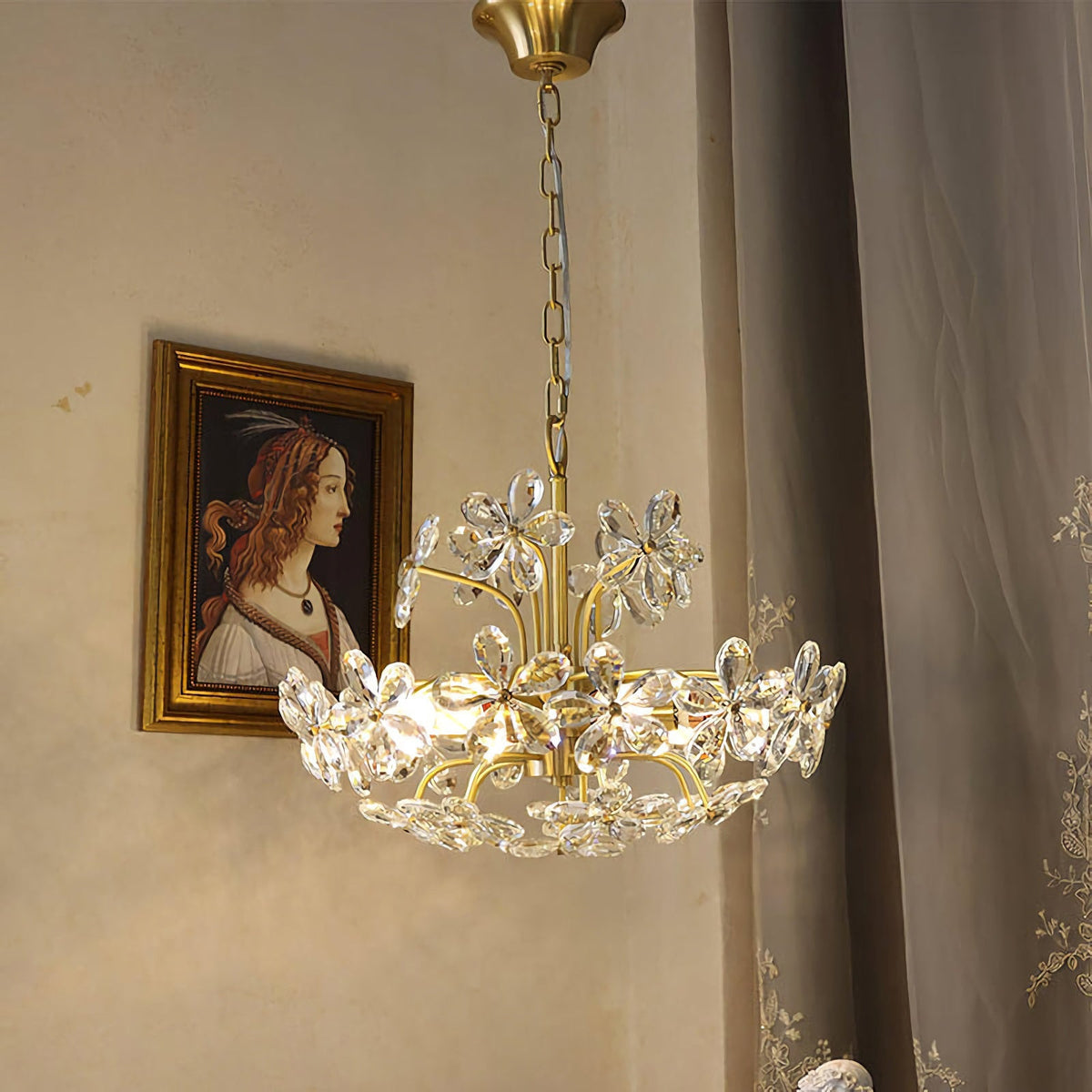 Crystal Flower Chandelier – Floral Bloom Ceiling Light for Dining Room & Bedroom