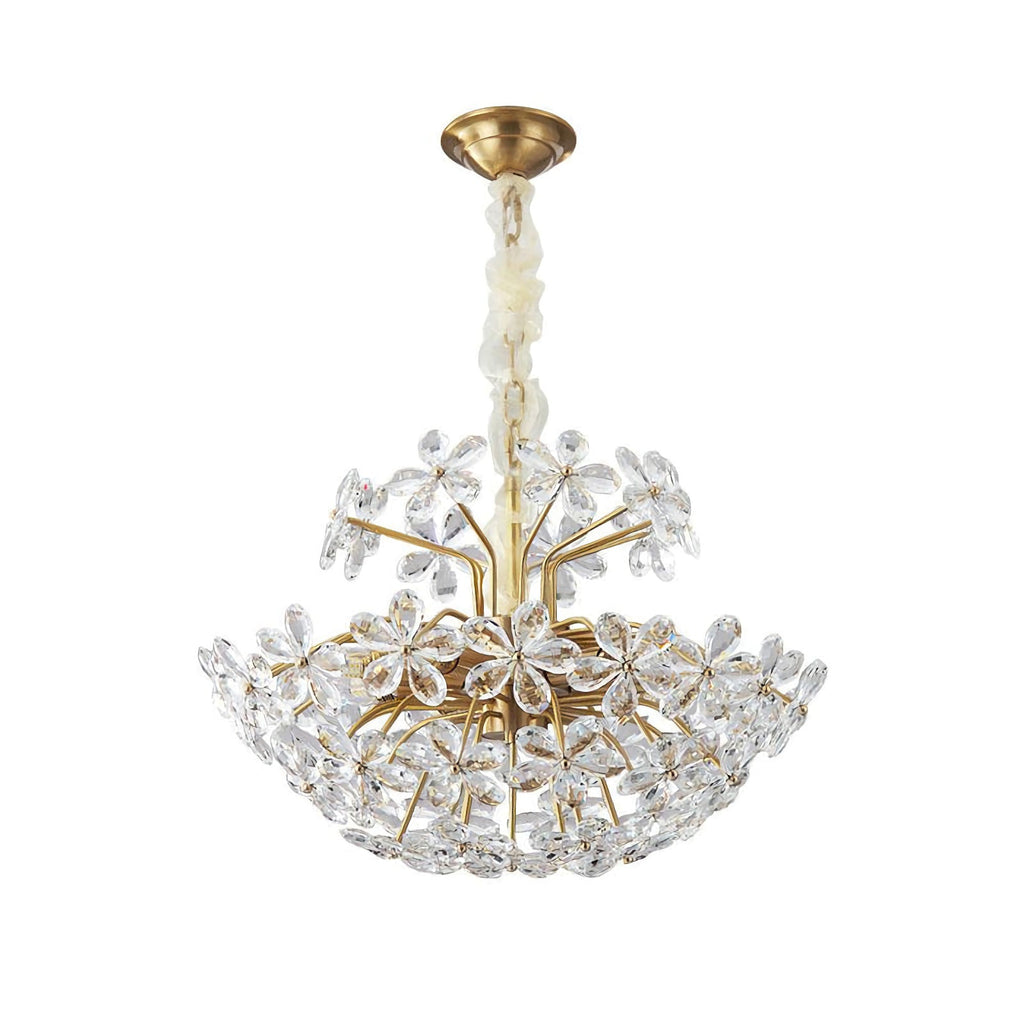 Crystal Flower Chandelier – Floral Bloom Ceiling Light for Dining Room & Bedroom