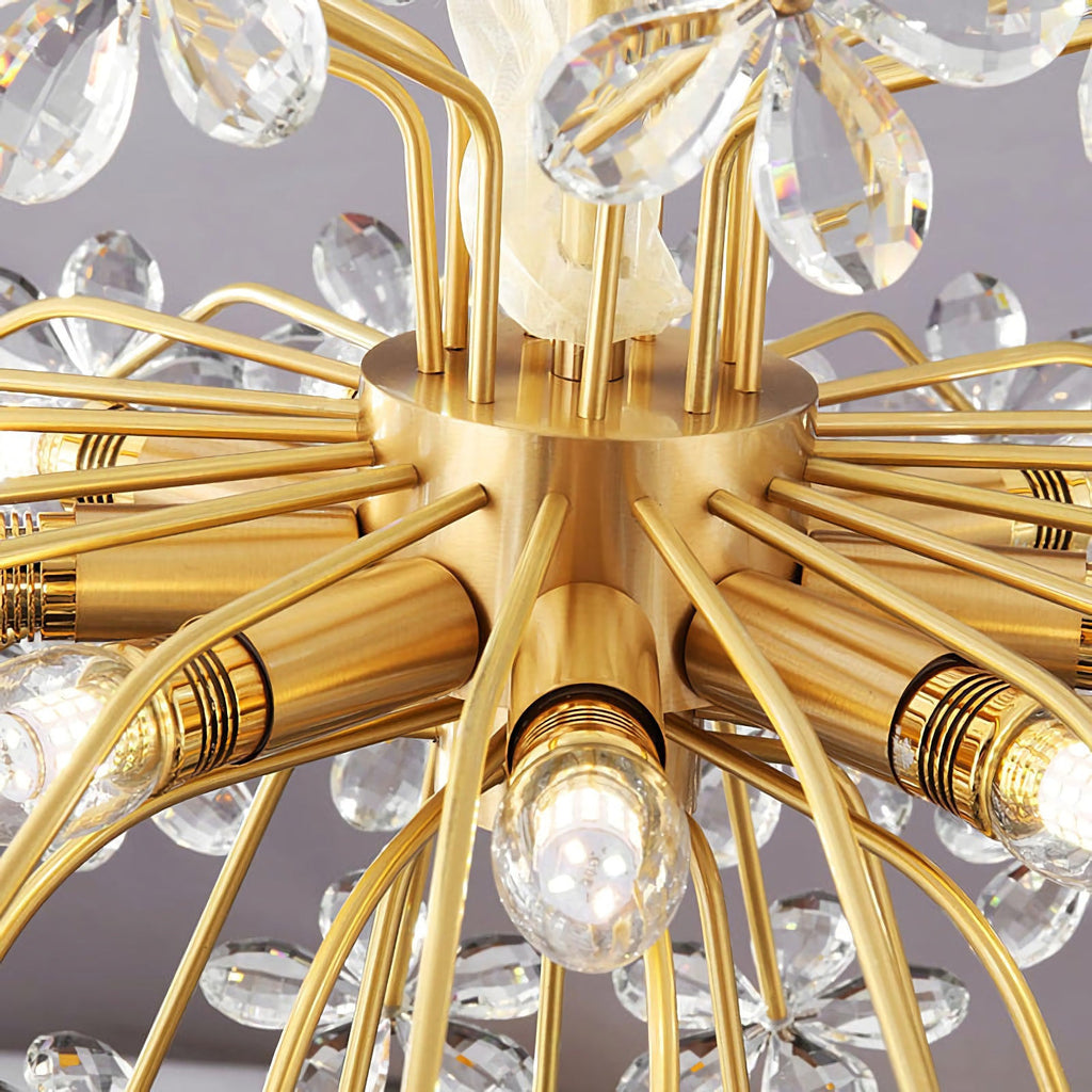 Crystal Flower Chandelier – Floral Bloom Ceiling Light for Dining Room & Bedroom