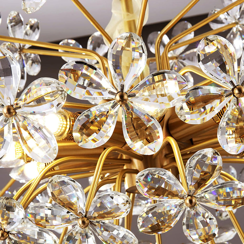 Crystal Flower Chandelier – Floral Bloom Ceiling Light for Dining Room & Bedroom