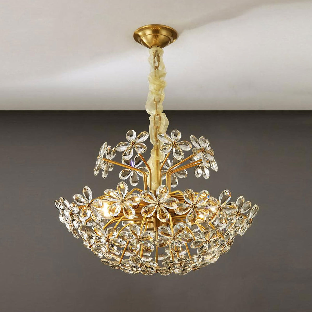 Crystal Flower Chandelier – Floral Bloom Ceiling Light for Dining Room & Bedroom
