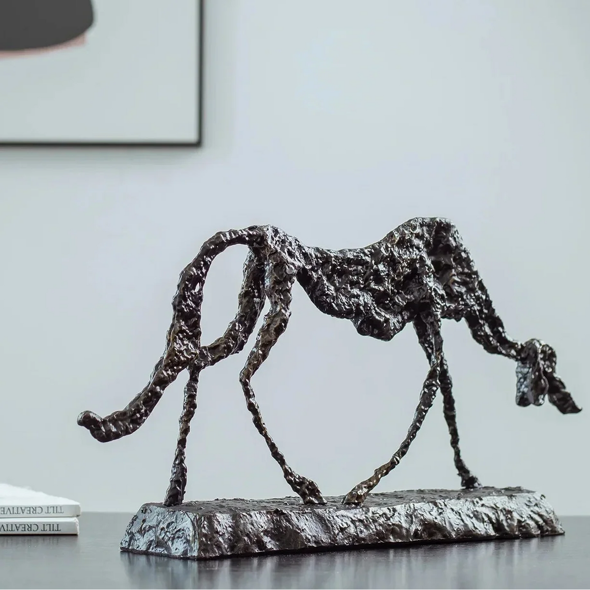 Abstract Bronze Dog Statue – Small Modern Sculpture for Home Decor & Pet Lover Gifts