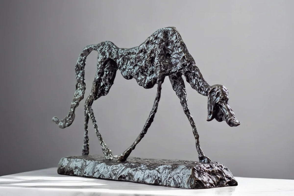 Abstract Bronze Dog Statue – Small Modern Sculpture for Home Decor & Pet Lover Gifts