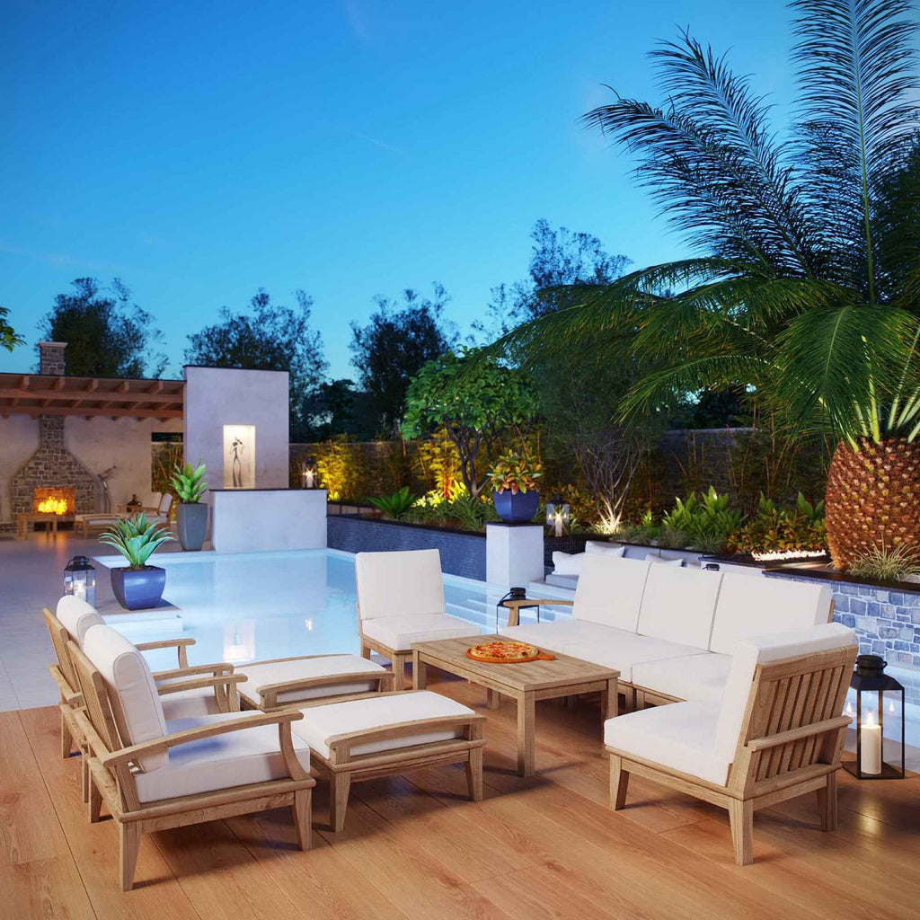 10-Piece Outdoor Teak Seating Set – Marina Collection Patio Furniture for Large Spaces