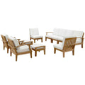 10-Piece Outdoor Teak Patio Set with White Cushions – Marina Collection Luxury Furniture